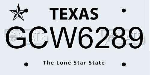 GCW6289 Texas License Plate