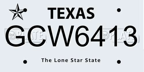 GCW6413 Texas License Plate