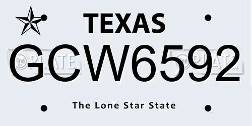 GCW6592 Texas License Plate