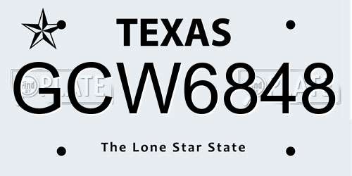 GCW6848 Texas License Plate