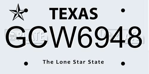 GCW6948 Texas License Plate