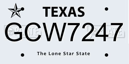 GCW7247 Texas License Plate