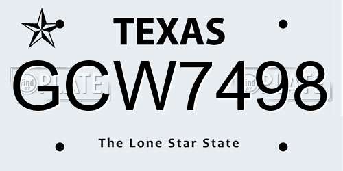 GCW7498 Texas License Plate