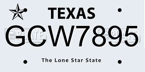 GCW7895 Texas License Plate