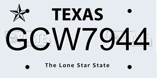 GCW7944 Texas License Plate