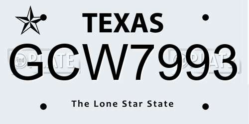 GCW7993 Texas License Plate