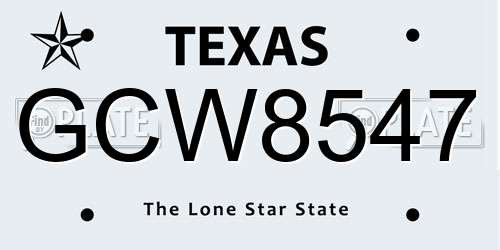 GCW8547 Texas License Plate