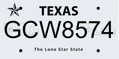 GCW8574 Texas License Plate