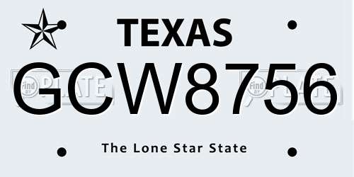 GCW8756 Texas License Plate