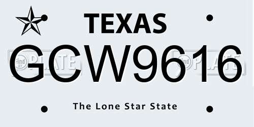 GCW9616 Texas License Plate