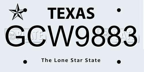 GCW9883 Texas License Plate