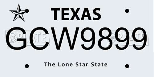 GCW9899 Texas License Plate