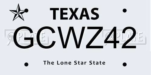 GCWZ42 Texas License Plate