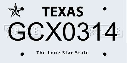 GCX0314 Texas License Plate