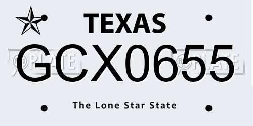GCX0655 Texas License Plate