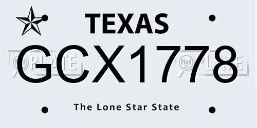 GCX1778 Texas License Plate