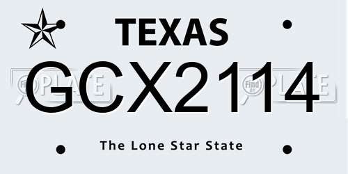 GCX2114 Texas License Plate