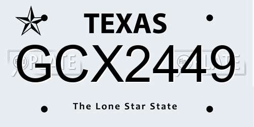 GCX2449 Texas License Plate