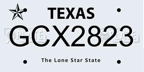 GCX2823 Texas License Plate