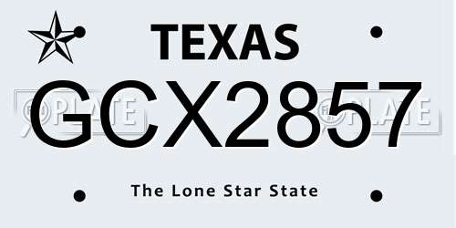 GCX2857 Texas License Plate