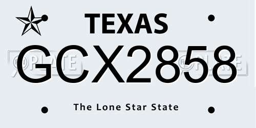 GCX2858 Texas License Plate