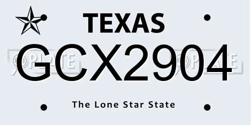 GCX2904 Texas License Plate