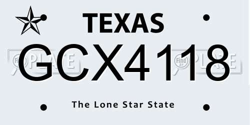 GCX4118 Texas License Plate