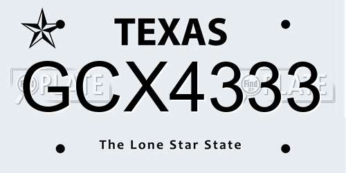 GCX4333 Texas License Plate