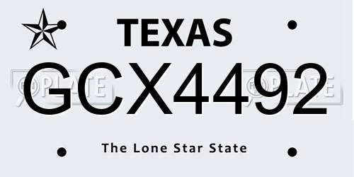 GCX4492 Texas License Plate