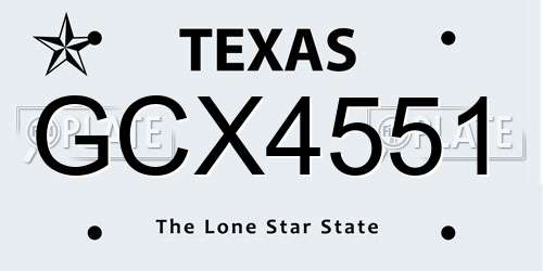 GCX4551 Texas License Plate