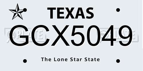 GCX5049 Texas License Plate