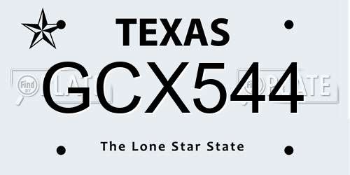 GCX544 Texas License Plate