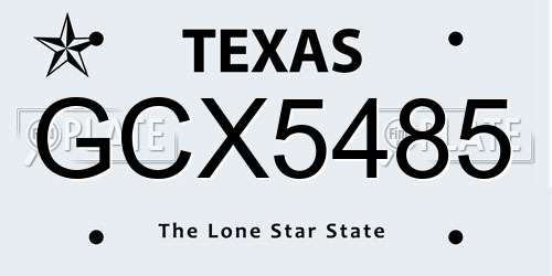 GCX5485 Texas License Plate