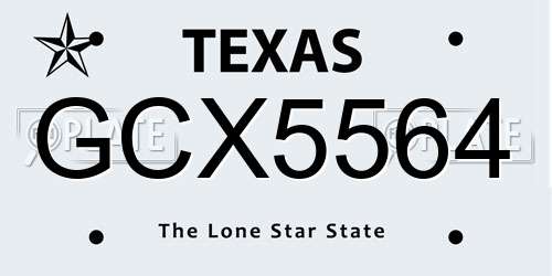 GCX5564 Texas License Plate