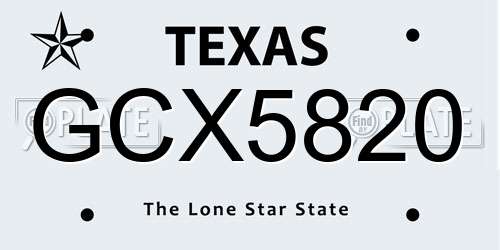 GCX5820 Texas License Plate
