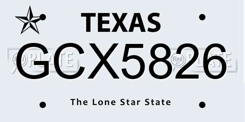 GCX5826 Texas License Plate