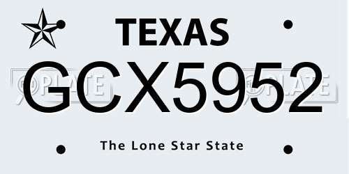 GCX5952 Texas License Plate
