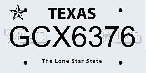 GCX6376 Texas License Plate