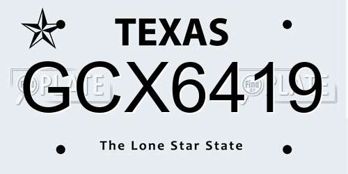 GCX6419 Texas License Plate