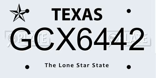 GCX6442 Texas License Plate