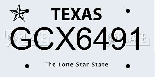 GCX6491 Texas License Plate