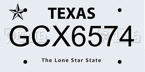 GCX6574 Texas License Plate