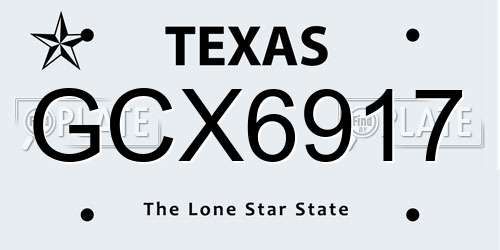 GCX6917 Texas License Plate