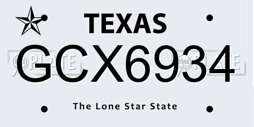 GCX6934 Texas License Plate