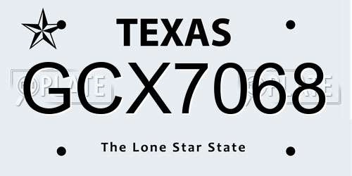 GCX7068 Texas License Plate