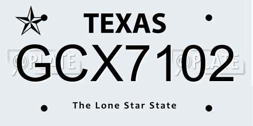 GCX7102 Texas License Plate