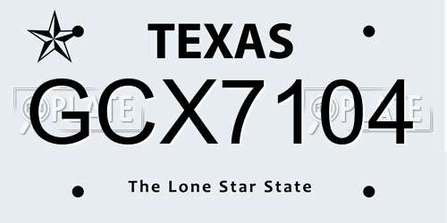 GCX7104 Texas License Plate