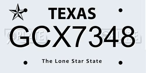 GCX7348 Texas License Plate