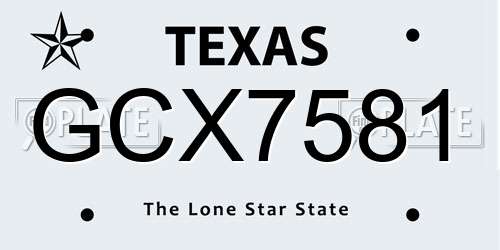 GCX7581 Texas License Plate