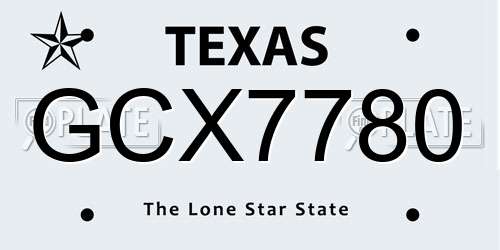 GCX7780 Texas License Plate